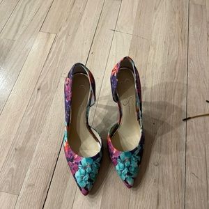 Jessica Simpson stiletto heels flower print size 9